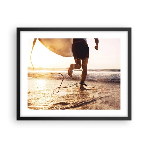 Pôster com moldura preta - Encontro das ondas - 50x40 cm