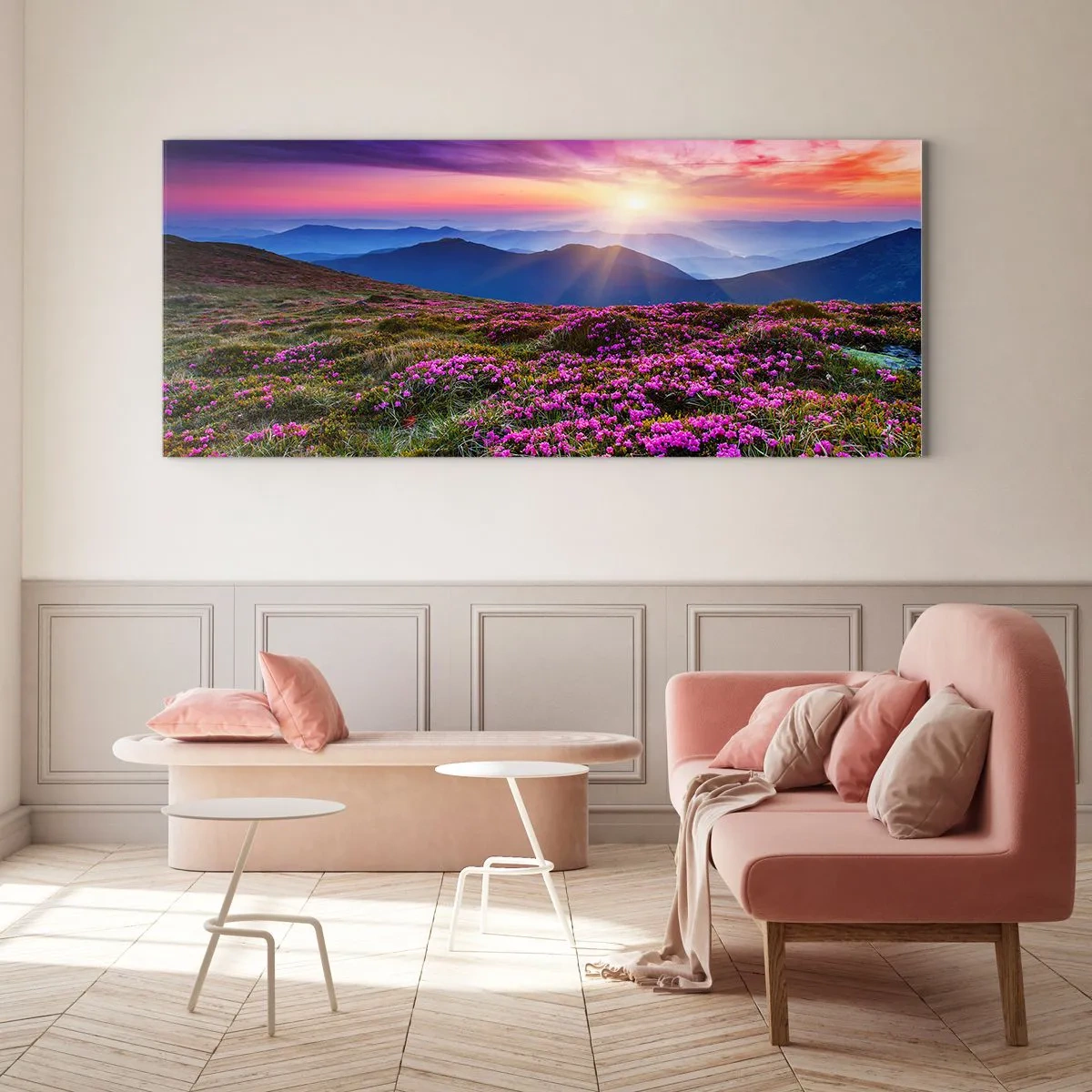 Quadro em vidro - Campo cheiroso - 100x40 cm
