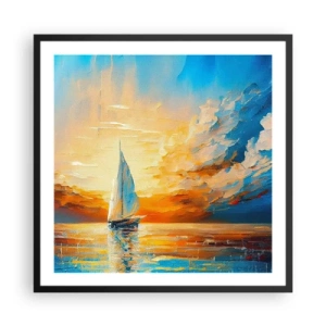 Pôster com moldura preta - Balsa em ouro - 60x60 cm
