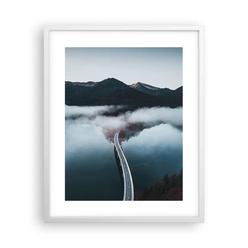 Pôster em moldura branca - Sobre a água tão lisa quanto um espelho - 40x50 cm