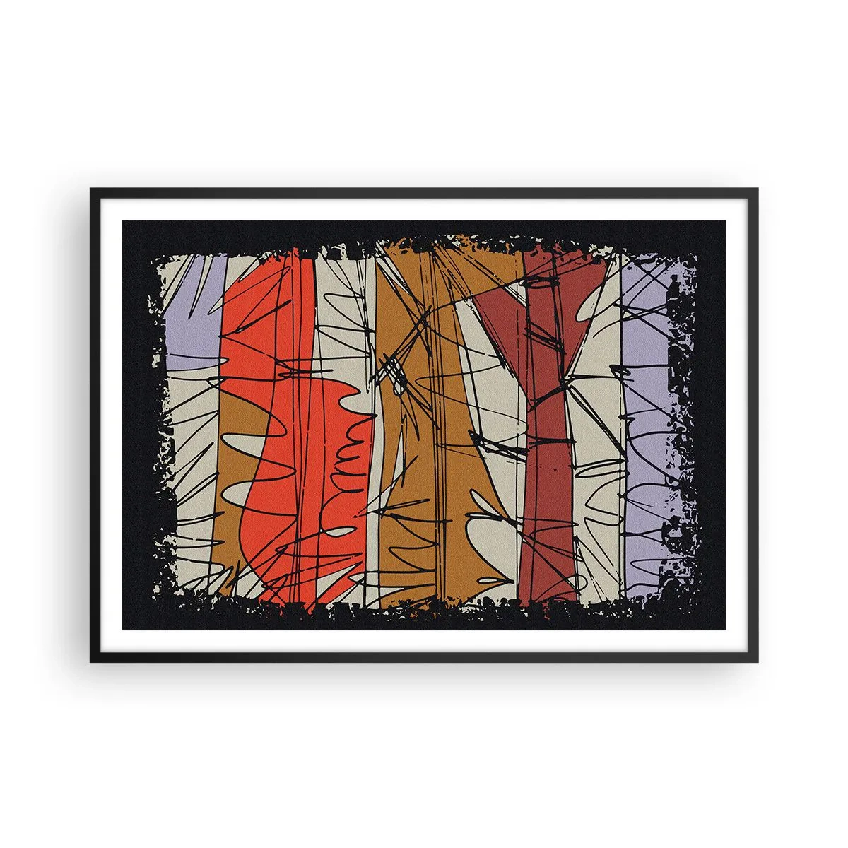 Pôster com moldura preta - Composição espontânea - 100x70 cm