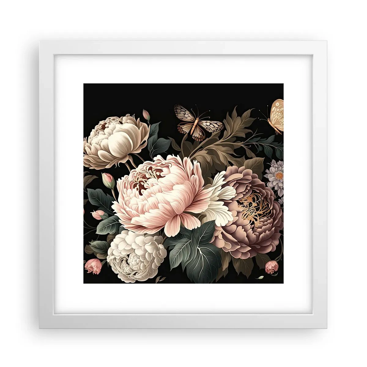 Pôster em moldura branca - Em estilo barroco - 30x30 cm