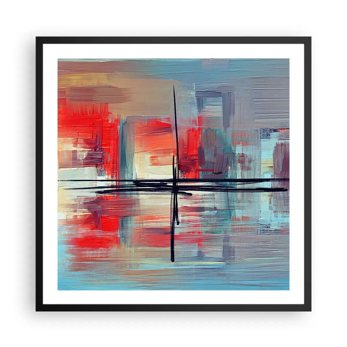 Pôster com moldura preta - Uma paisagem numa dimensão desconhecida - 60x60 cm