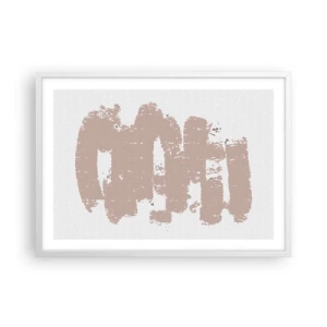 Pôster em moldura branca - Abstração em rosa suave - 70x50 cm