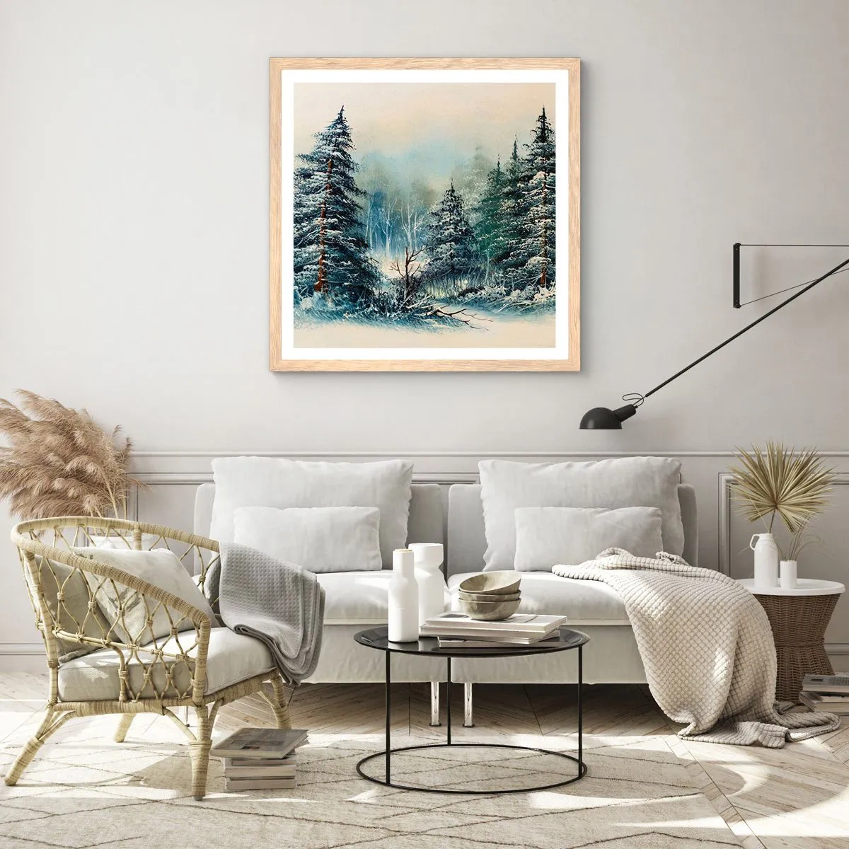 Pôster com moldura de carvalho claro - Prontas para o Natal - 40x40 cm