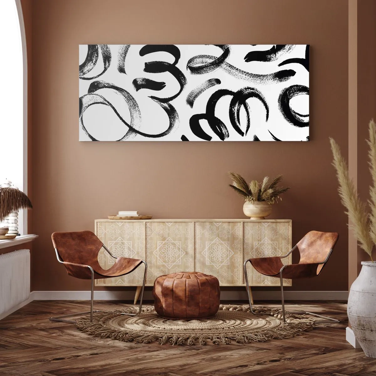 Quadro em tela - Preto sobre branco - 100x40 cm