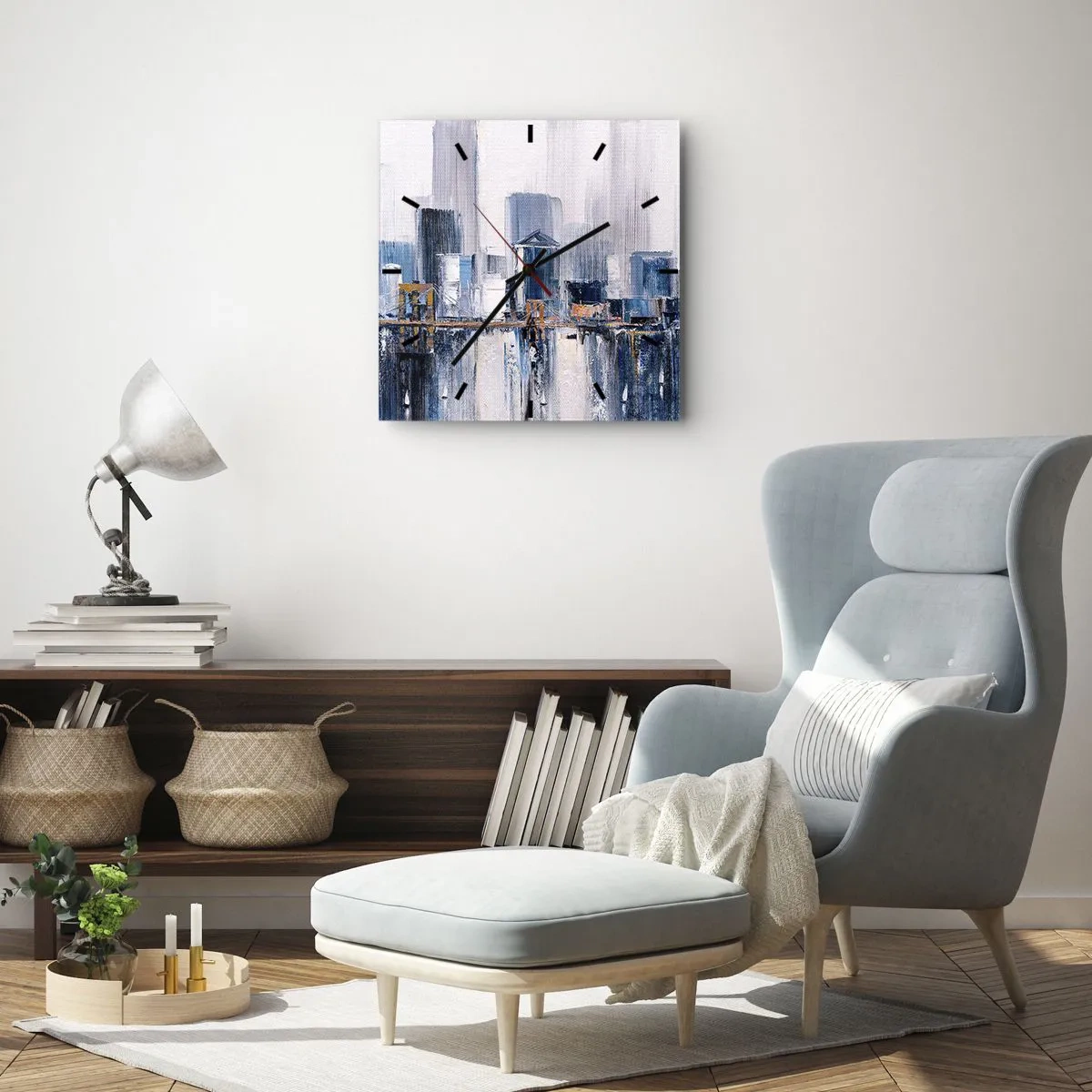 Relógio de parede - Relógio em vidro - Impressão de Nova York - 30x30 cm