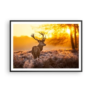 Pôster com moldura preta - Rei da floresta de outono - 100x70 cm