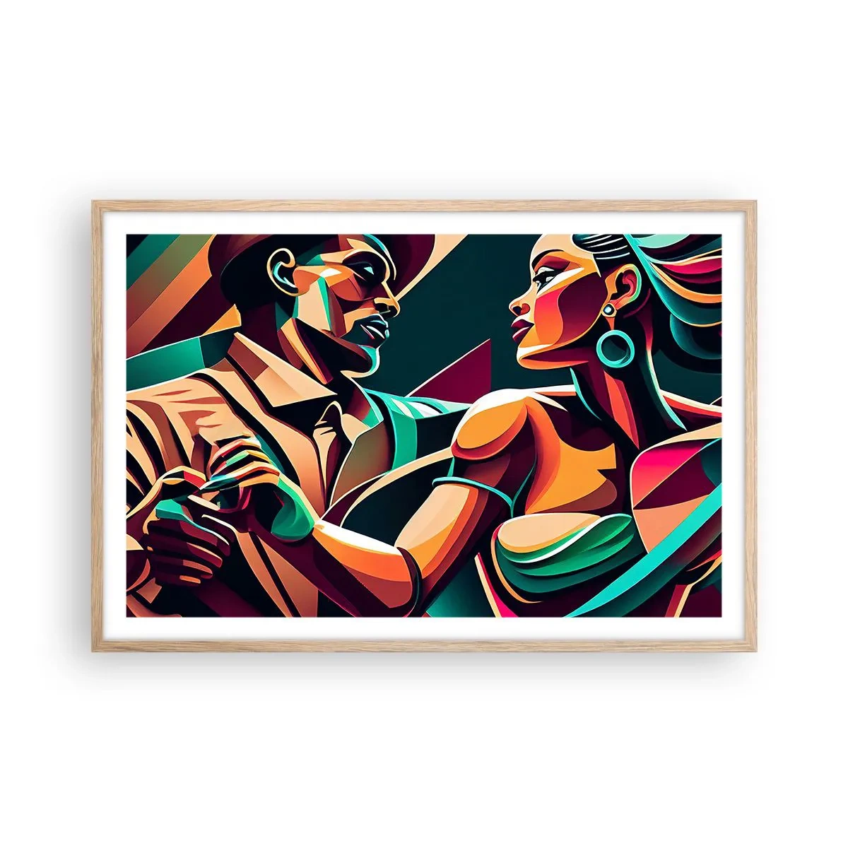 Pôster com moldura de carvalho claro - No ritmo do coração - 91x61 cm