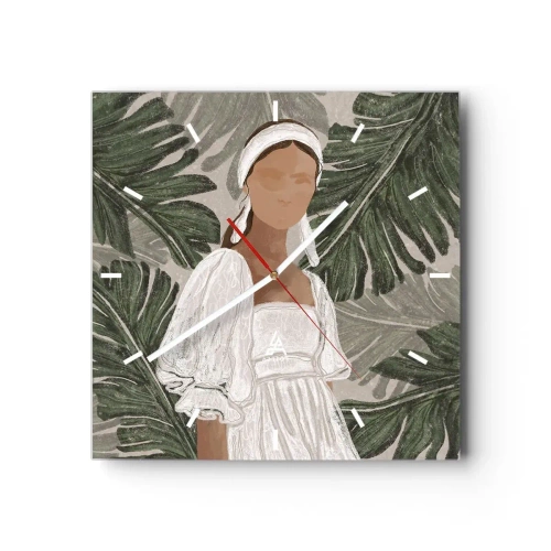 Relógio de parede - Relógio em vidro - Retrato exótico - 40x40 cm