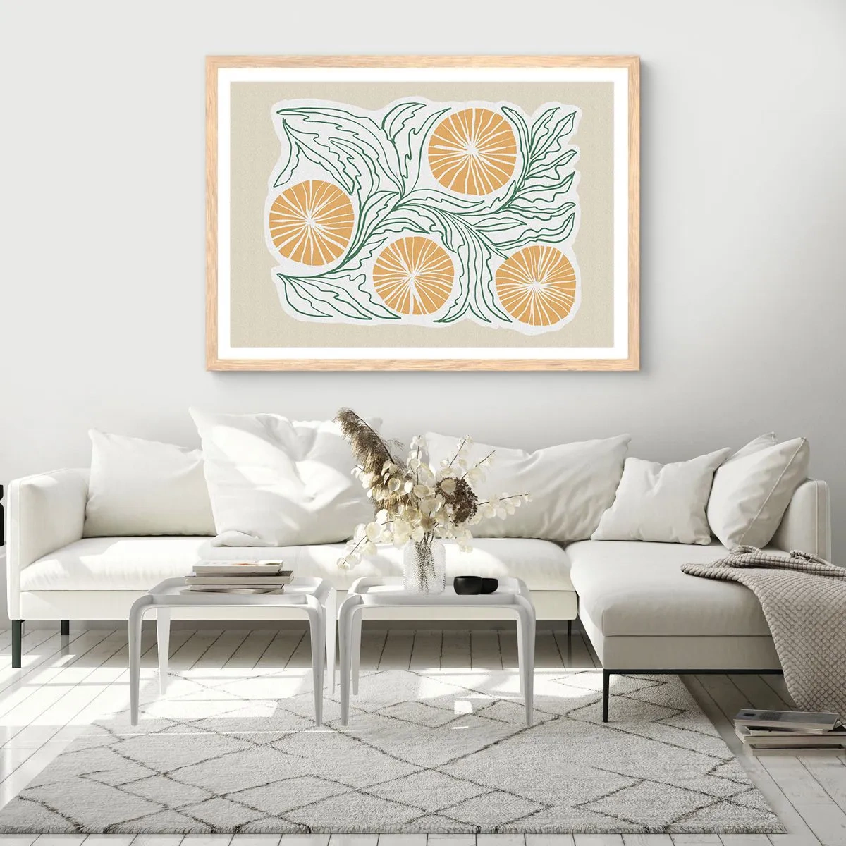 Pôster com moldura de carvalho claro - Étnico com um toque de abstração - 70x50 cm