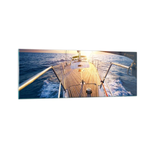 Quadro em vidro - Correr sobre as ondas - 140x50 cm