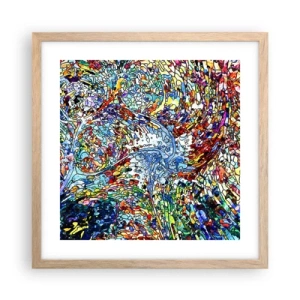 Pôster com moldura de carvalho claro - Vitrais gotejantes - 40x40 cm