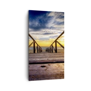 Quadro em tela - Direto para a praia tranquila ao pôr do sol - 45x80 cm