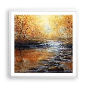 Pôster em moldura branca - Riacho Dourado - 60x60 cm