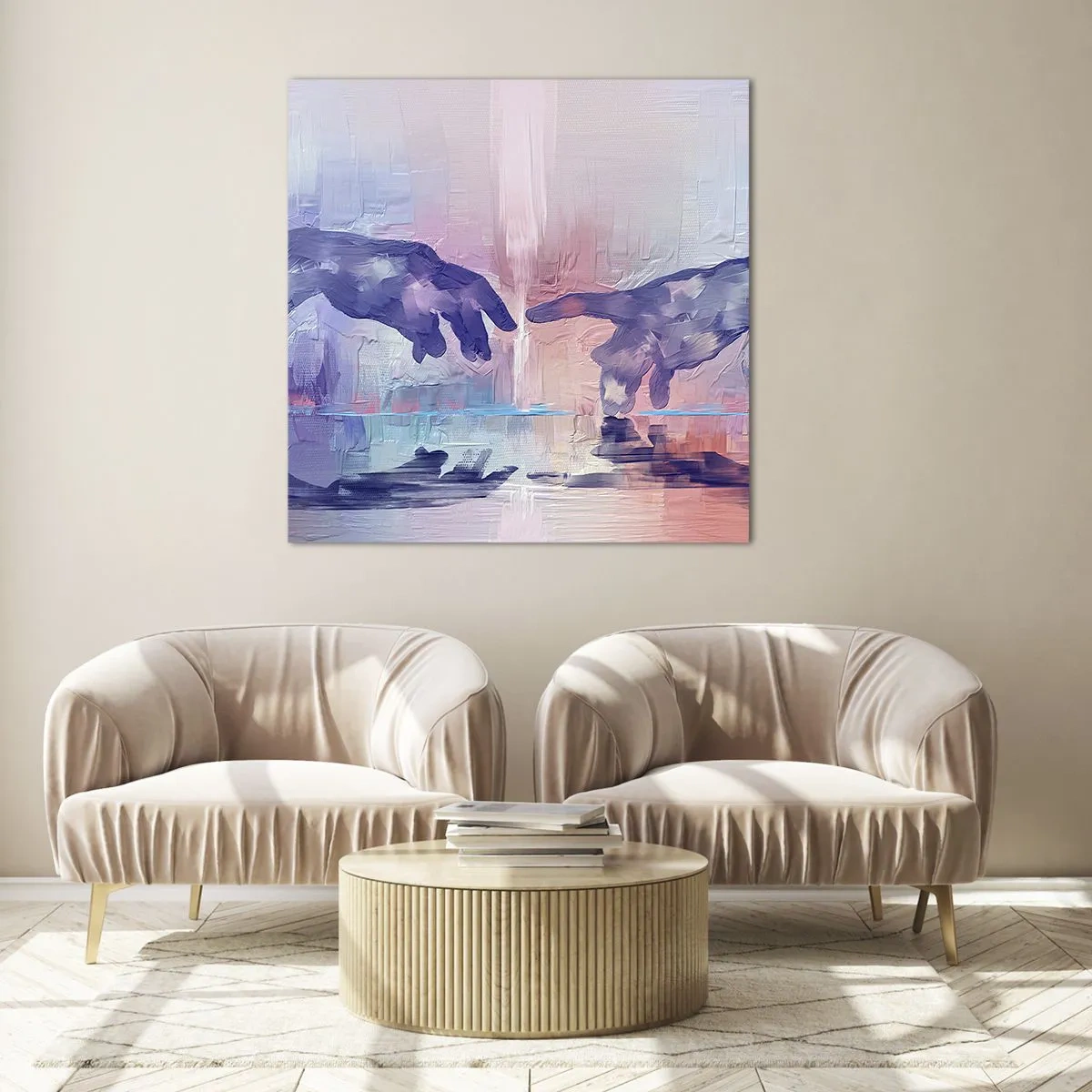Quadro em vidro - Faísca divina da vida - 40x40 cm