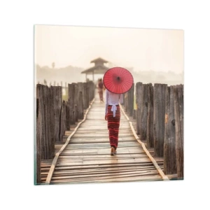 Quadro em vidro - Na ponte velha - 30x30 cm