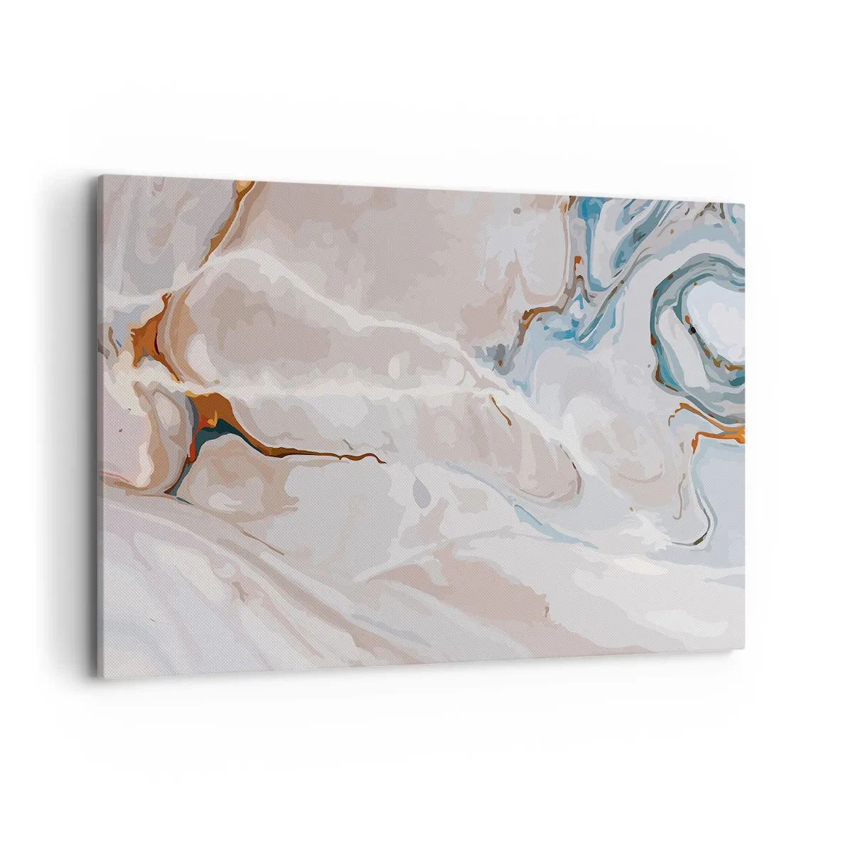 Quadro em tela - Meandros azuis sob branco - 100x70 cm