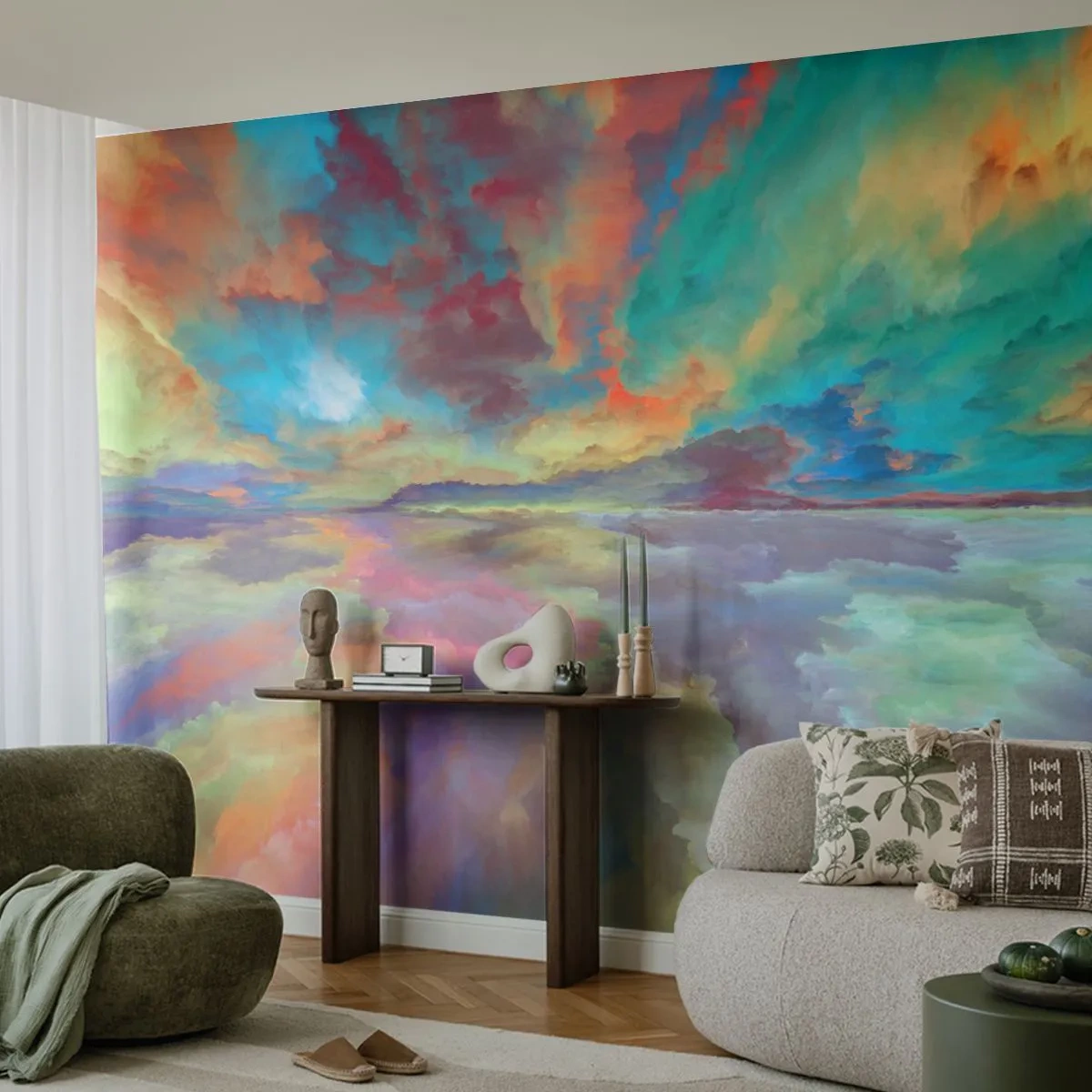 Papel de Parede Autocolante Deluxe Sticker - Dois Céus - Abstração, Pedaço, Surrealismo - 200x140 cm