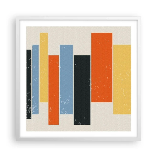Pôster em moldura branca - Notação musical - 60x60 cm