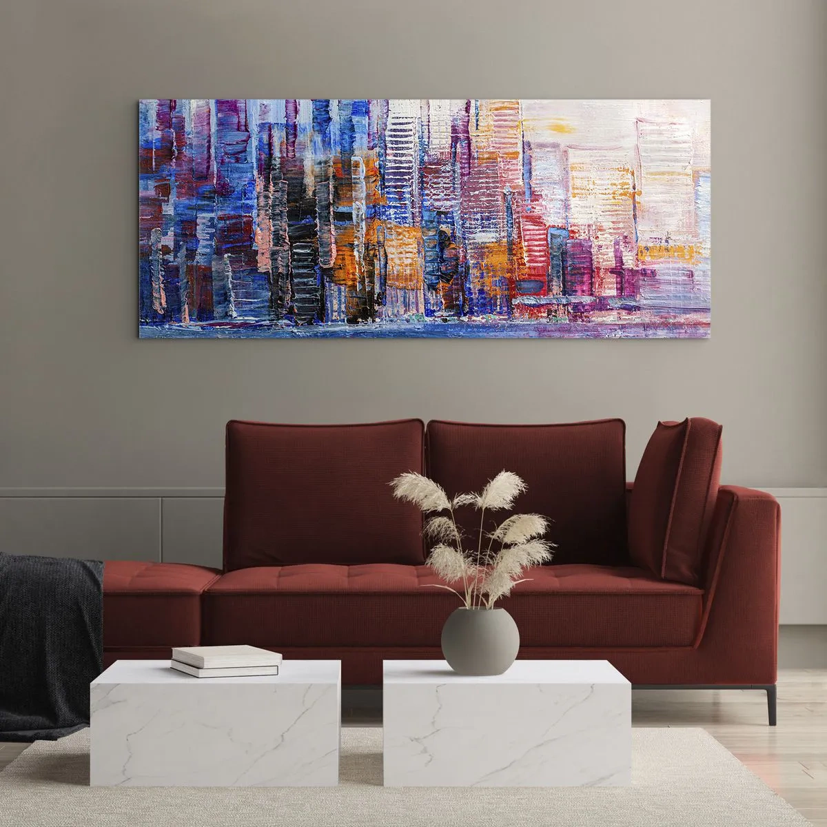 Quadro em vidro - Metrópole alegre - 140x50 cm