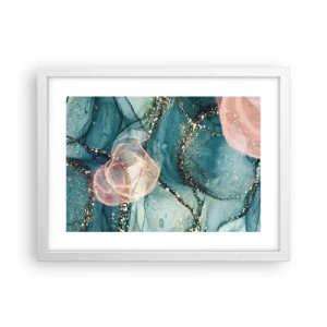 Pôster em moldura branca - Azul seda, rosa tule - 40x30 cm