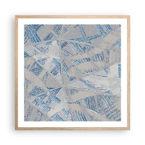 Pôster com moldura de carvalho claro - Em um labirinto azul e cinza - 60x60 cm