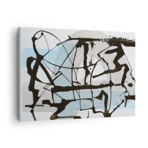 Quadro em tela - Linhas e formas abstratas em azul e preto - 70x50cm - Azul mesmo assim - Decoração de parede moderna para a sala de estar e quarto ARTTOR