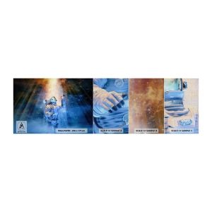 Amostra de papel de parede Premium Canvas - Finalmente chegamos - Abstração, Astronauta, Cosmos - 100x30 cm