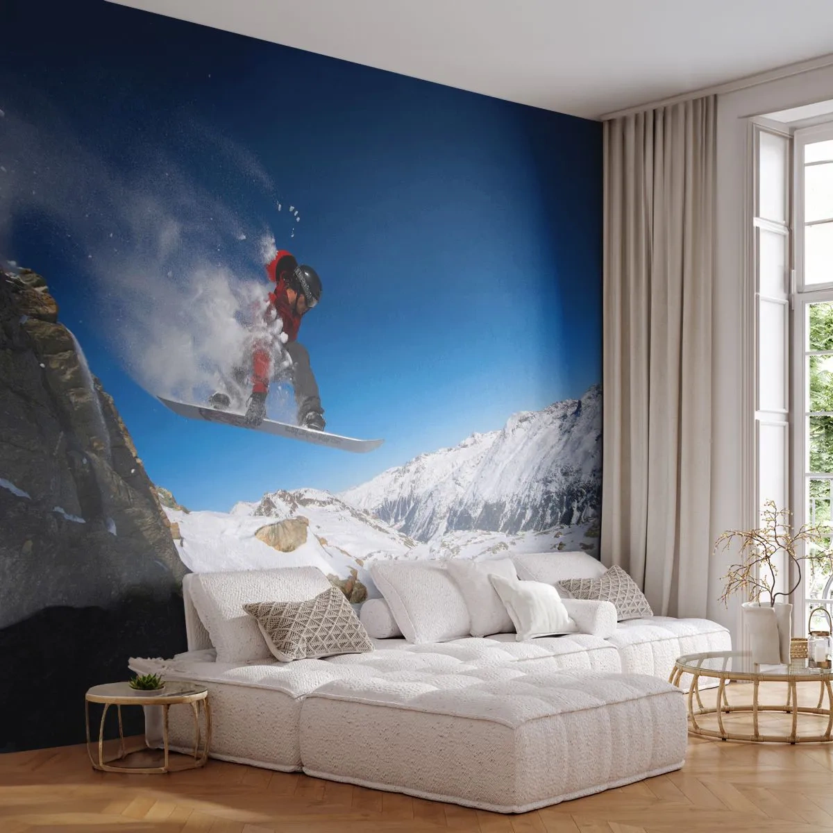 Papel de Parede Autocolante Deluxe Sticker - E tornou-se parte do espaço - Paisagem, Snowboard, Esporte - 250x175 cm