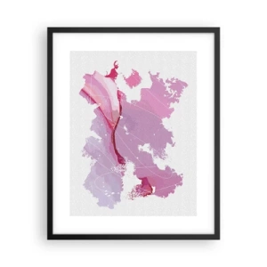 Pôster com moldura preta - Mapa do mundo rosa - 40x50 cm