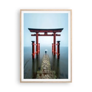 Pôster com moldura de carvalho claro - Devaneio japonês - 70x100 cm