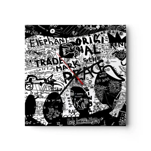 Relógio de parede - Relógio em vidro - O rico mundo das ruas - 30x30 cm