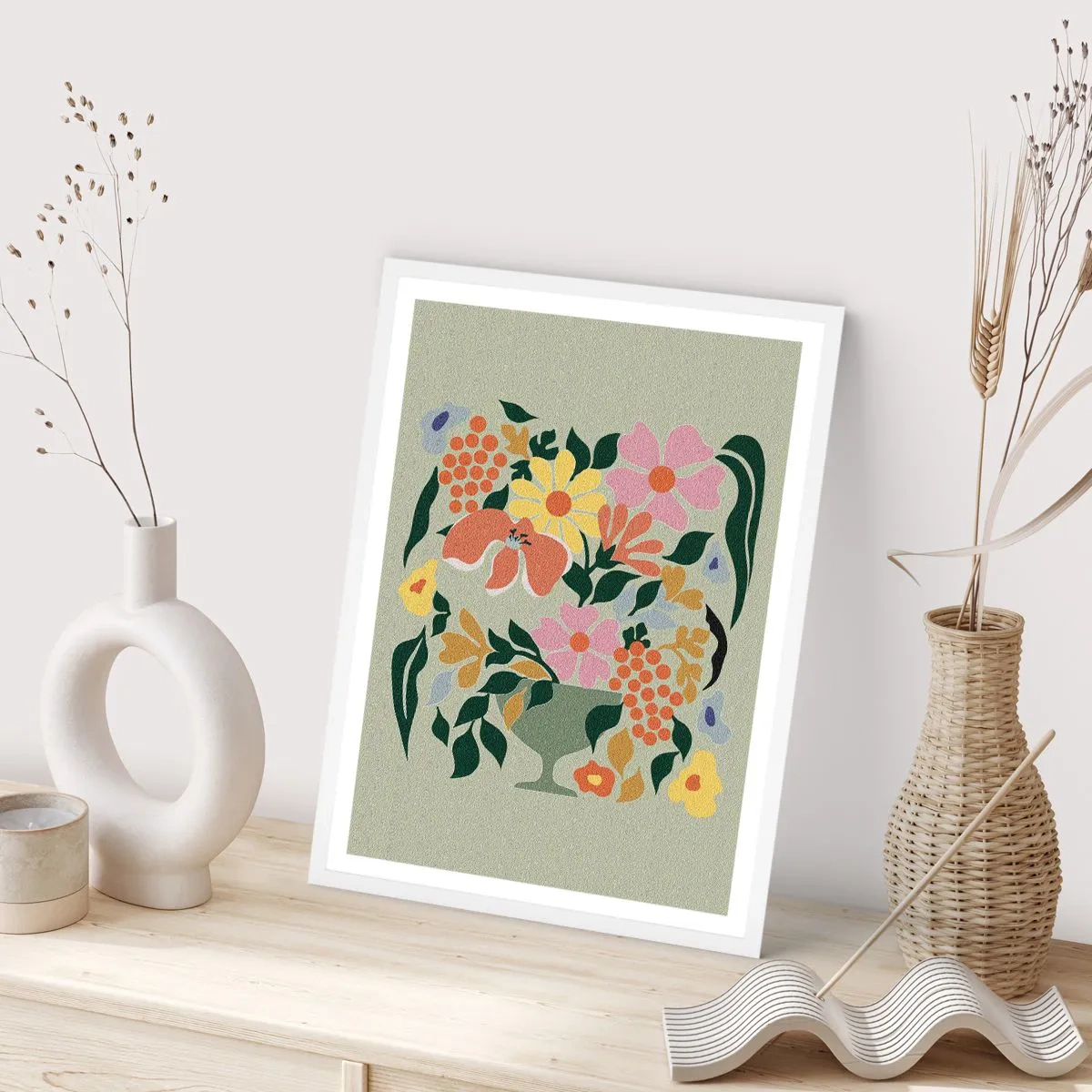 Pôster em moldura branca - Um buquê cheio de vida - 40x50 cm