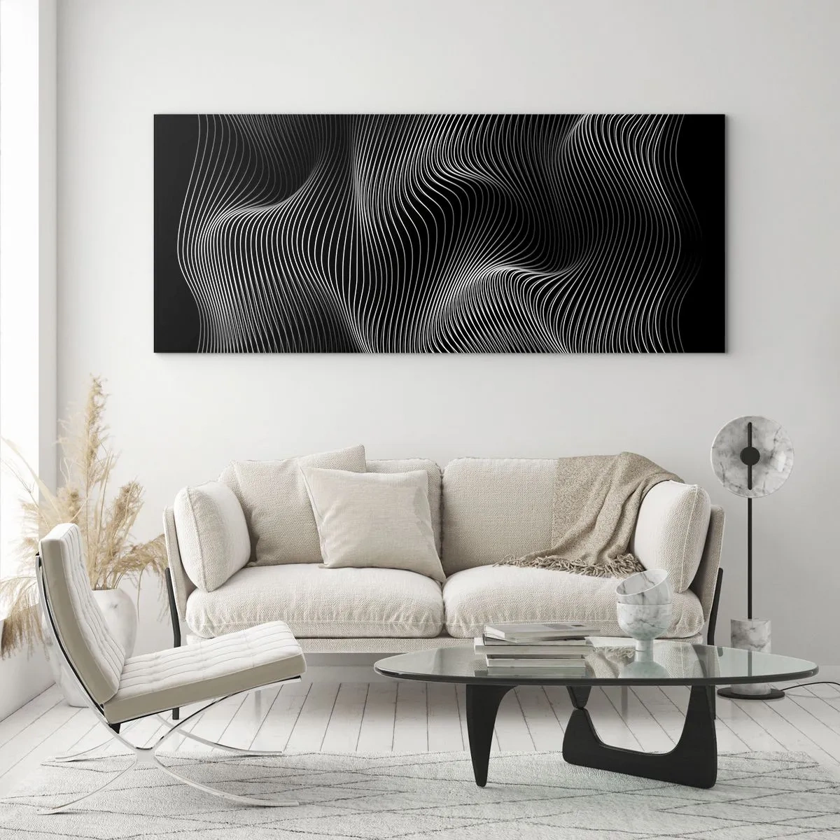 Quadro em vidro - Dança de luz no espaço - 100x40 cm