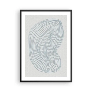 Pôster com moldura preta - Uma abstração minimalista com um padrão linear em tons de azul. - 50x70cm - Deixe cair o sorriso - Decoração de parede moderna para a sala de estar e quarto ARTTOR