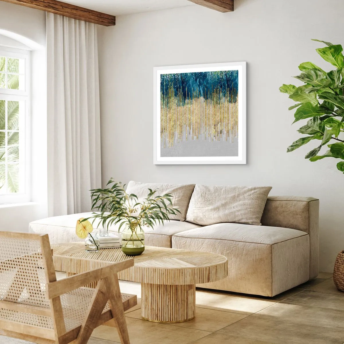 Pôster em moldura branca - Borda dourada - 30x30 cm