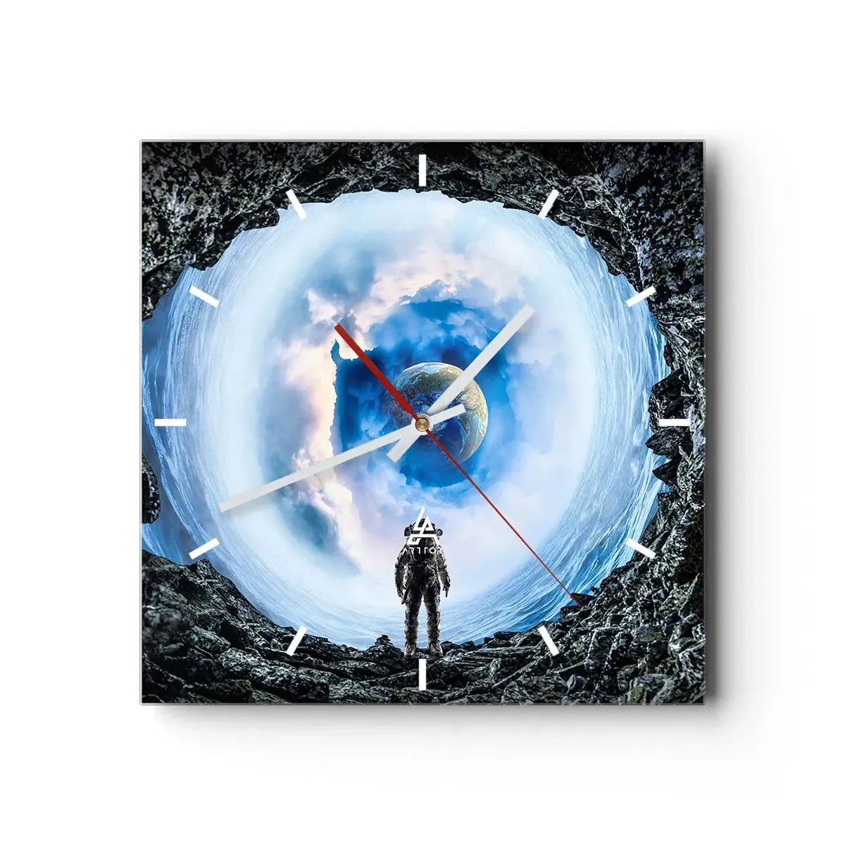 Relógio de parede - Relógio em vidro - Não muito longe de casa - 40x40 cm