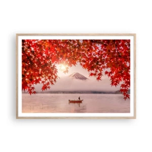 Pôster com moldura de carvalho claro - No clima japonês - 100x70 cm