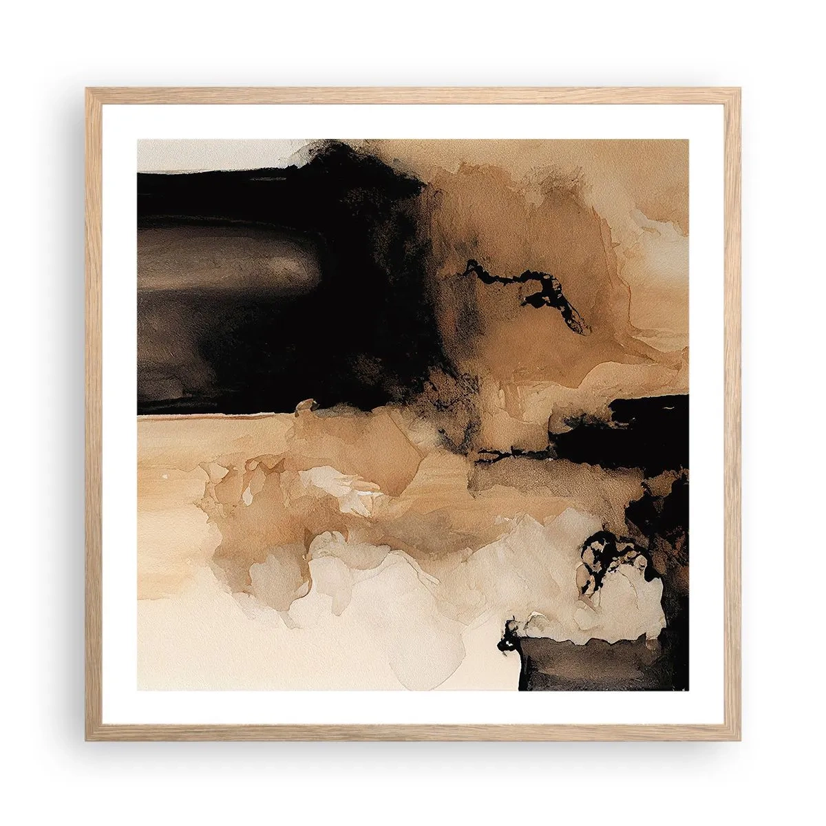 Pôster com moldura de carvalho claro - Abstração intrigante - 60x60 cm