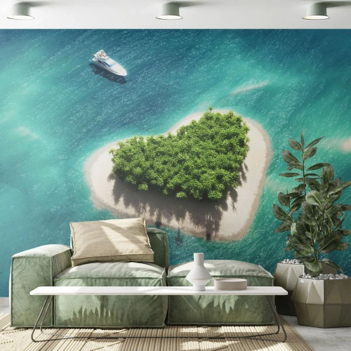 Papel de parede personalizado Standard Eco - Eu amo o verão - Paisagem, Ilha no oceano, Iate