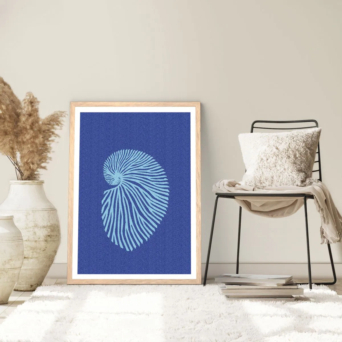 Pôster com moldura de carvalho claro - O nascimento da concha - 70x100 cm