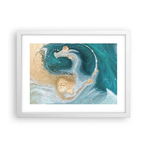 Pôster em moldura branca - Um vórtice de ouro e turquesa - 40x30 cm