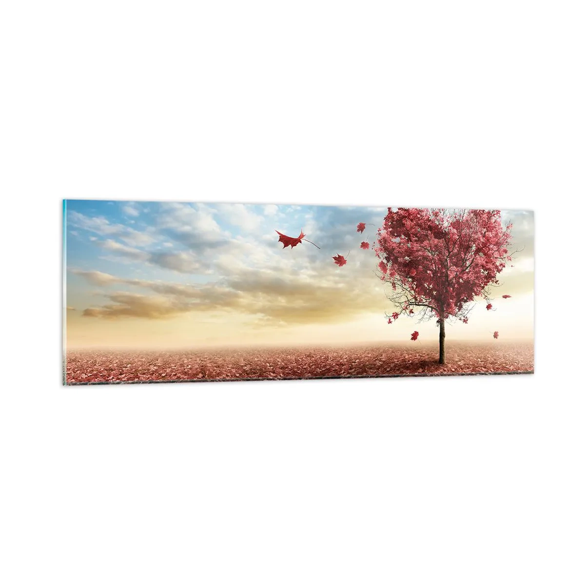 Quadro em vidro - Ame também o outono - 90x30 cm