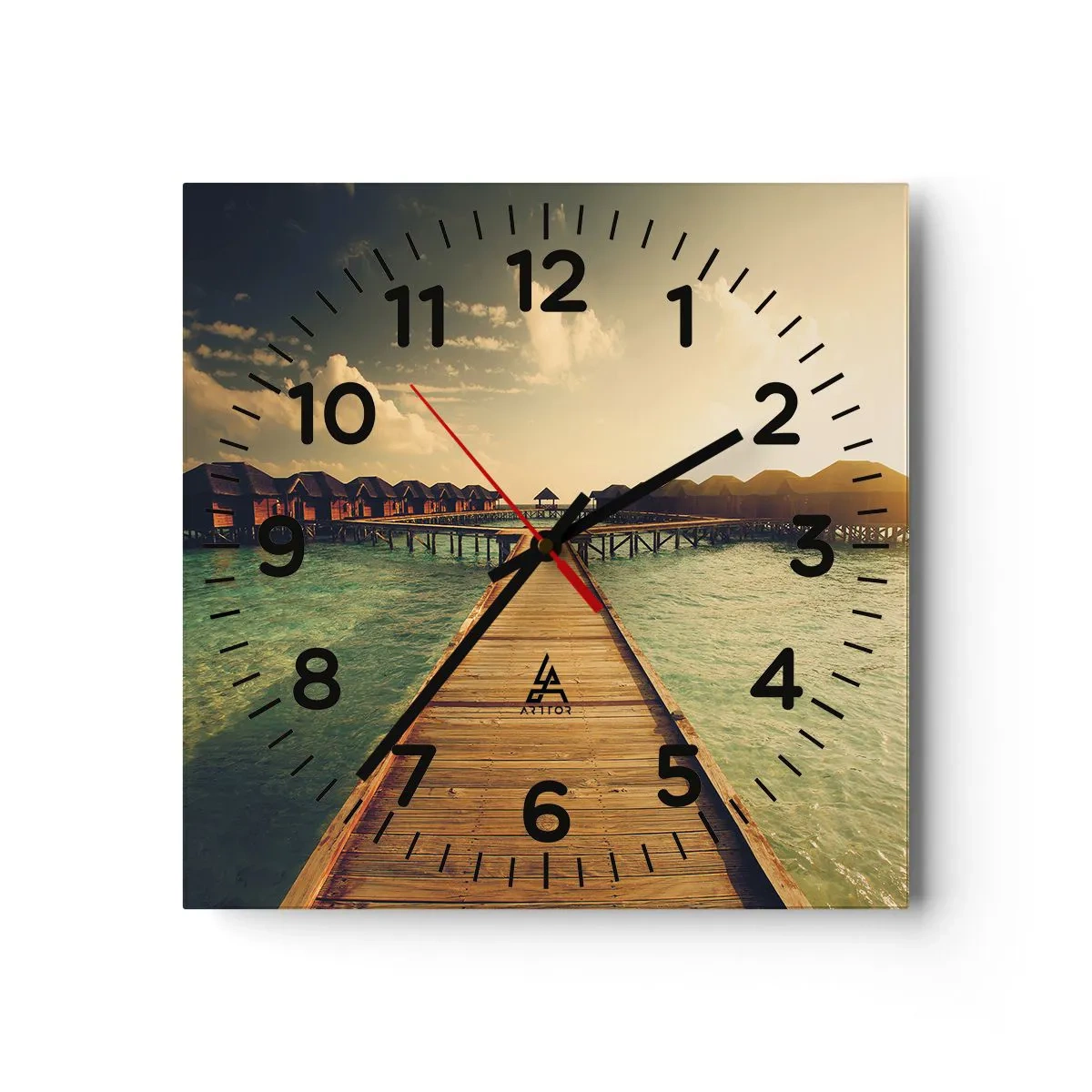 Relógio de parede - Relógio em vidro - Um convite caloroso - 30x30 cm