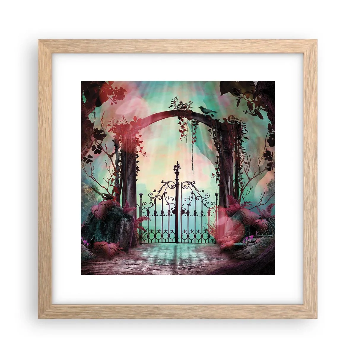 Pôster com moldura de carvalho claro - Jardim secreto - 30x30 cm
