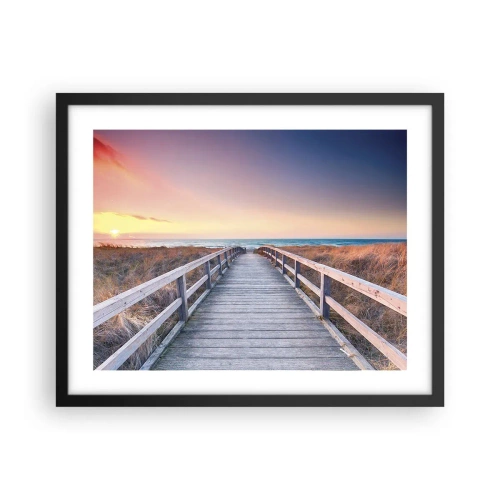 Pôster com moldura preta - Aurora da noite do Báltico - 50x40 cm