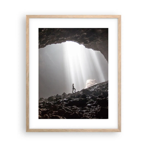 Pôster com moldura de carvalho claro - Gruta luminosa - 40x50 cm