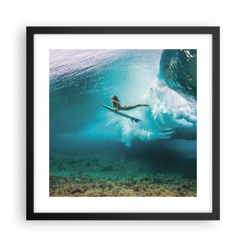 Pôster com moldura preta - O mundo subaquático - 40x40 cm