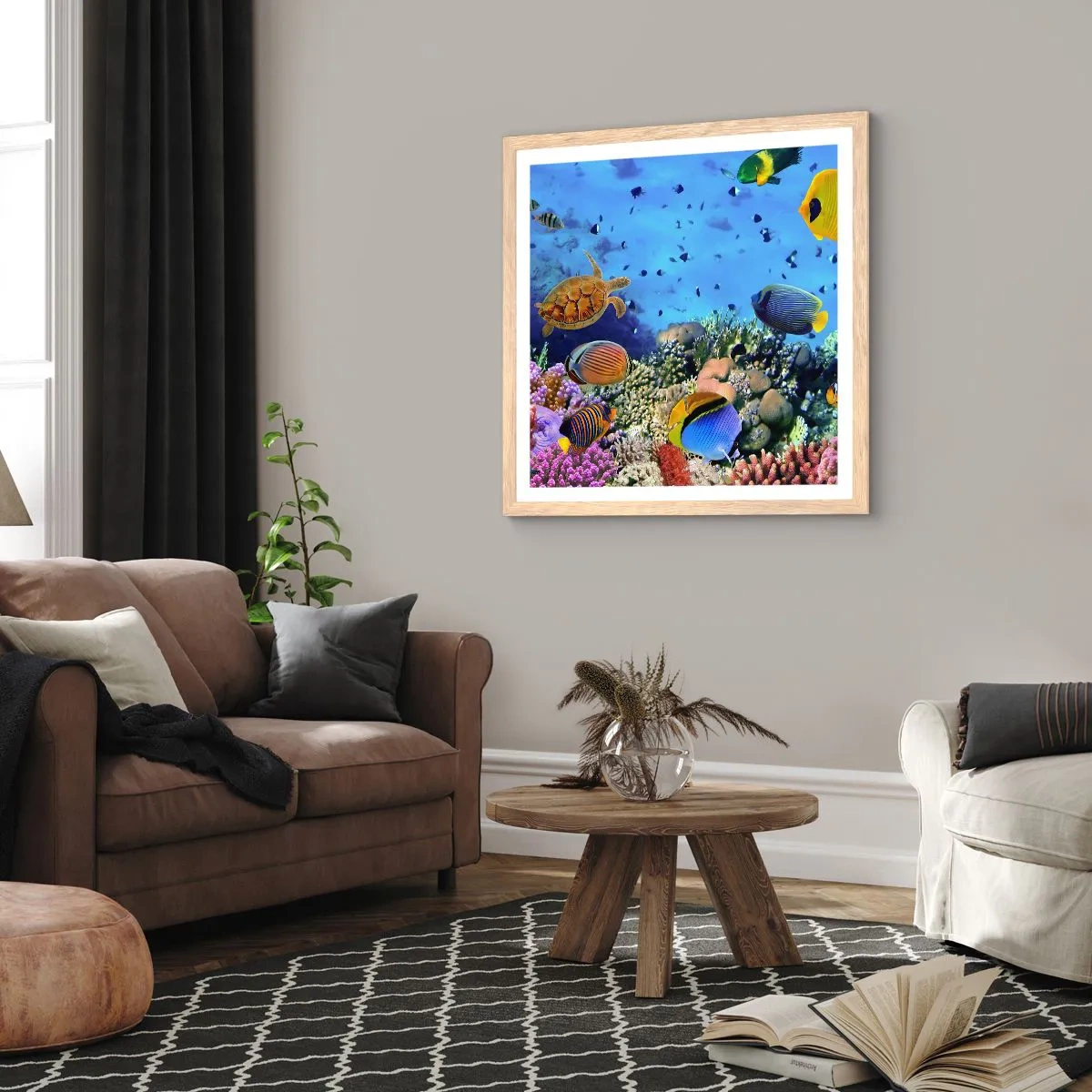 Pôster com moldura de carvalho claro - E o que sabemos sobre a vida... - 50x50 cm